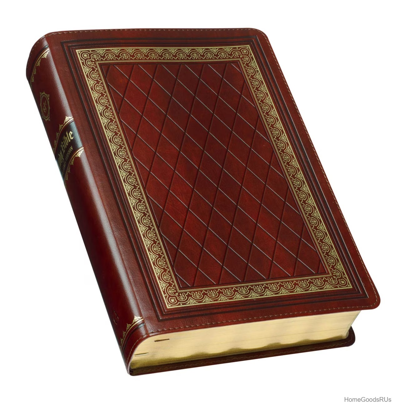 KJV Study Bible Faux Leather Thumb Tabs Ribbons Saddle Tan Diamond King James