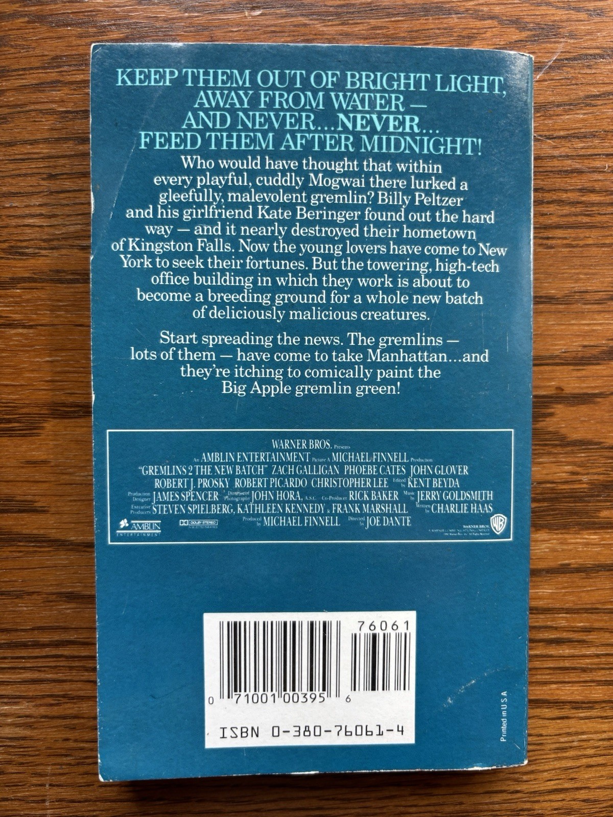 Gremlins 2: The New Batch by David Bischoff Paperback 1990 – Movie Novelization