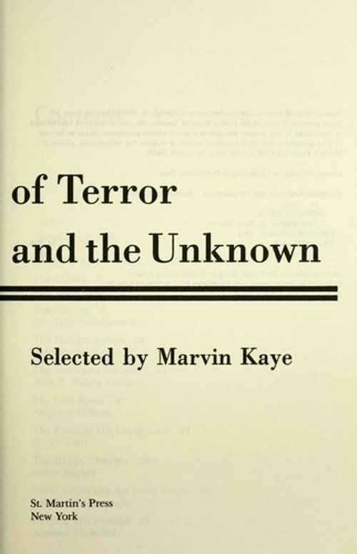 Masterpieces of Terror and the Unknown Hardcover