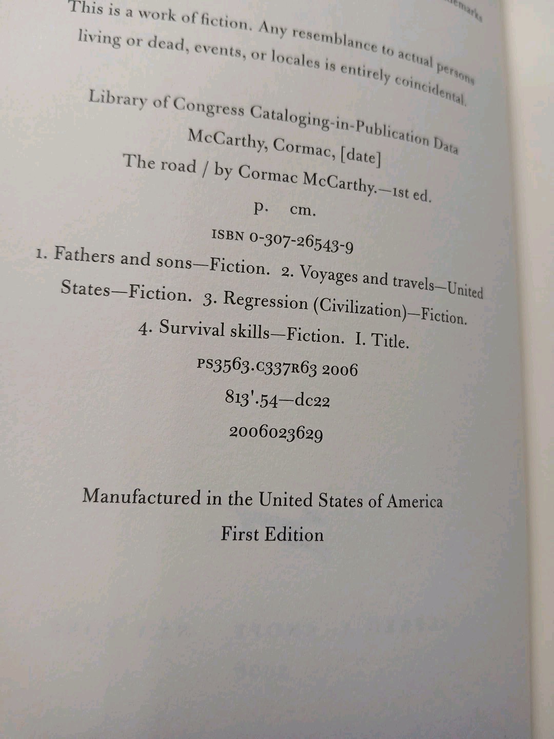 The Road by Cormac McCarthy (TRUE 1st Edition / First Printing Hardcover)