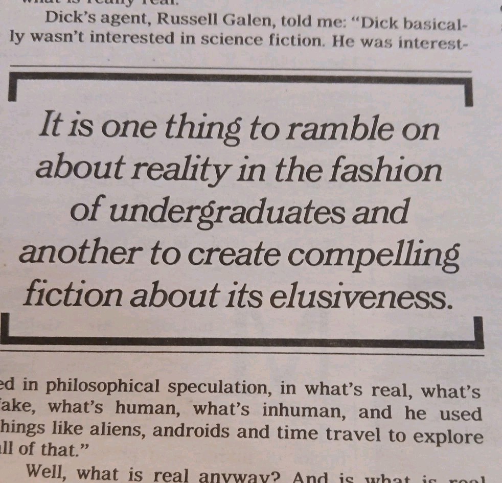 PHILIP K. DICK Electric Dreams 4-pg article NY Times Book Review 11/3/91 RARE VG