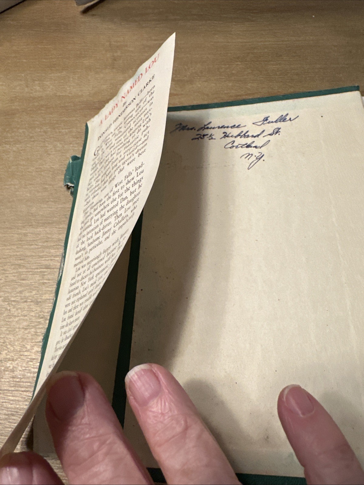 A Lady Named Lou, Donald Henderson Clarke 1946 Triangle Books With Dust Jacket