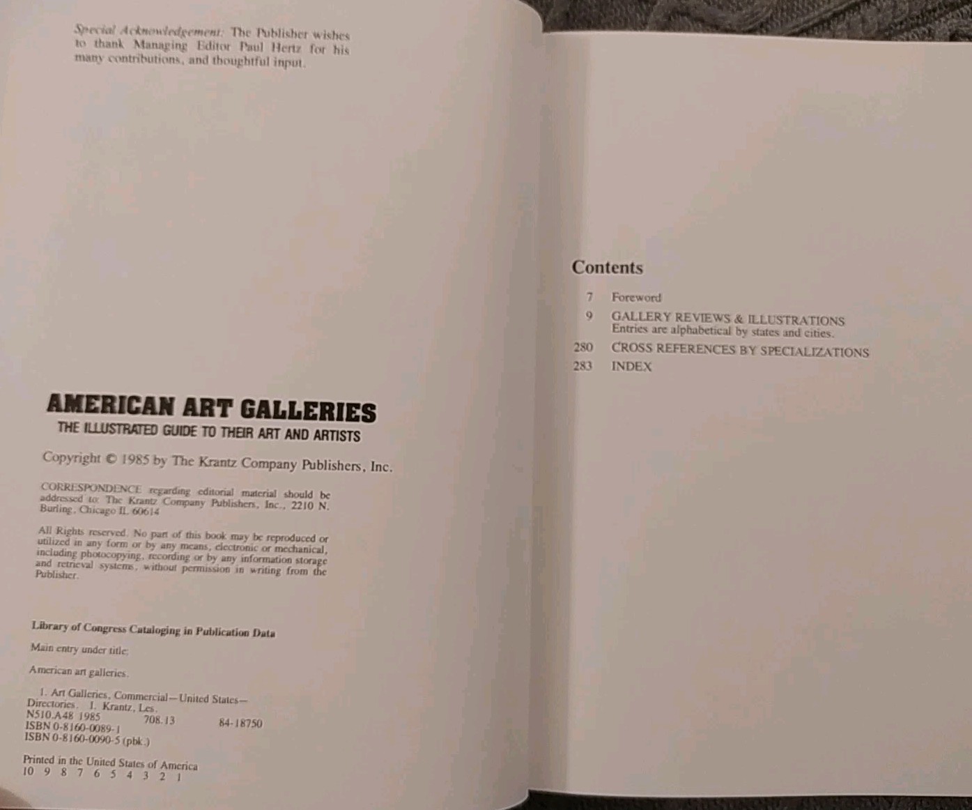 American Art Galleries Illustrated Guide to Their Art & Artists Les Krantz