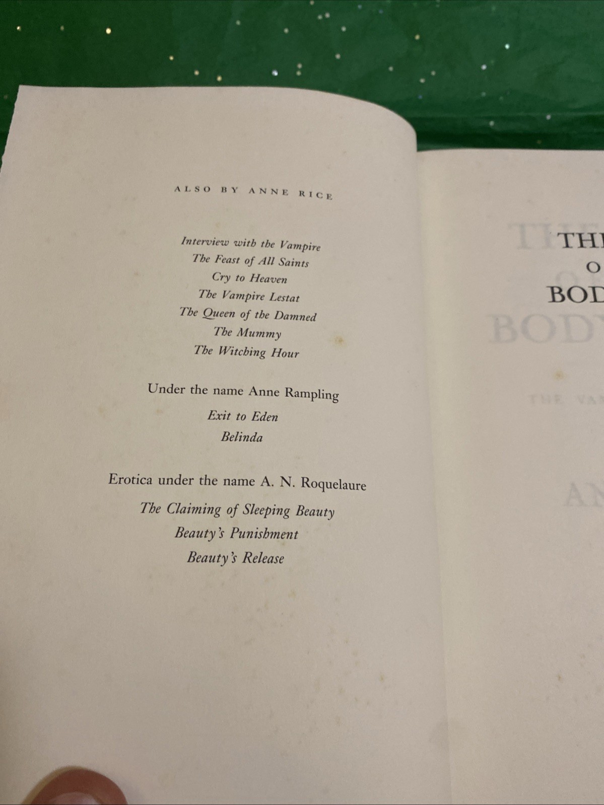 Vampire Chronicles Ser.: The Tale of the Body Thief : Anne Rice 1992 Book Club