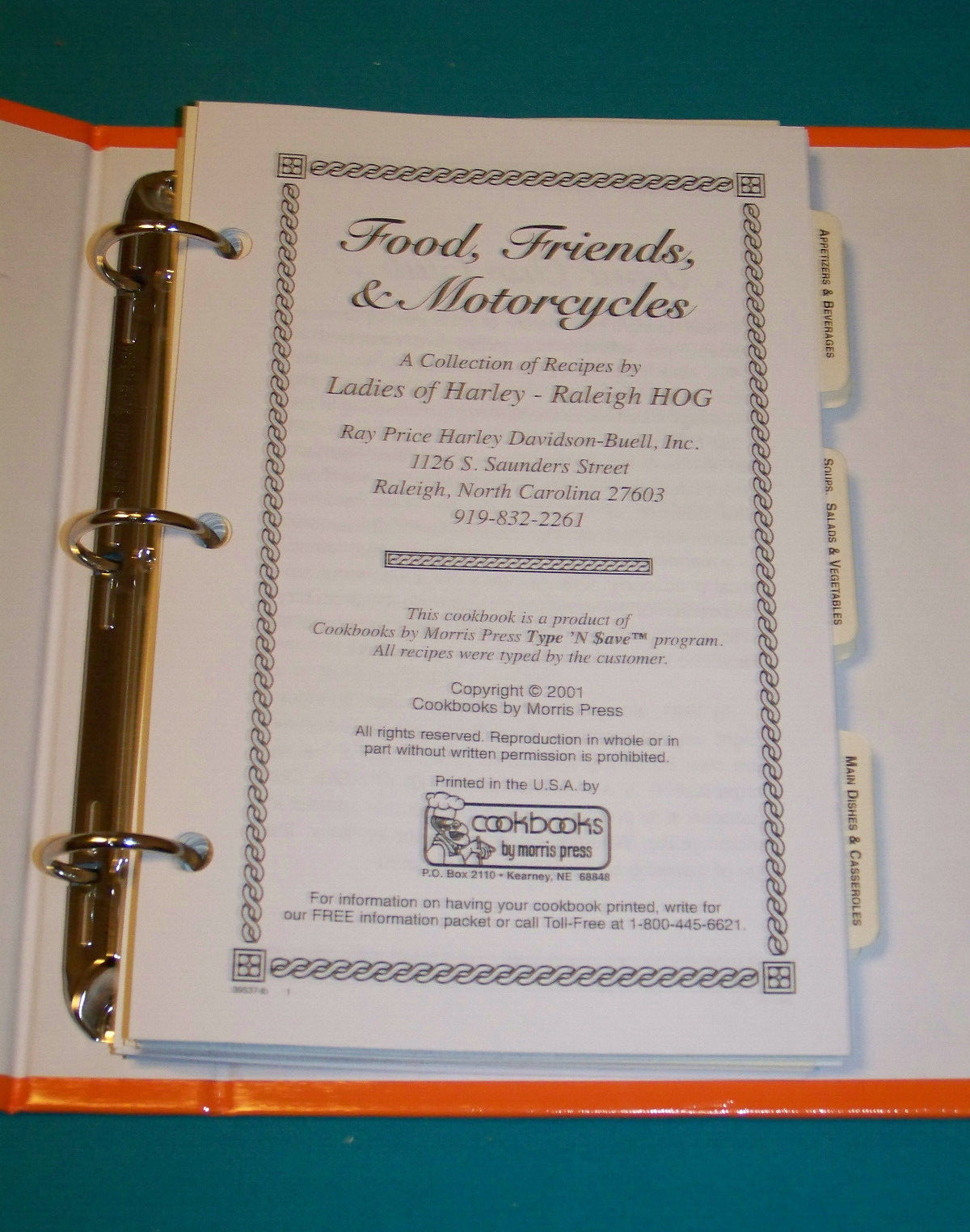 Ladies of Harley Raleigh HOG Cookbook Food, Friends and Motorcycles 2001 Photos