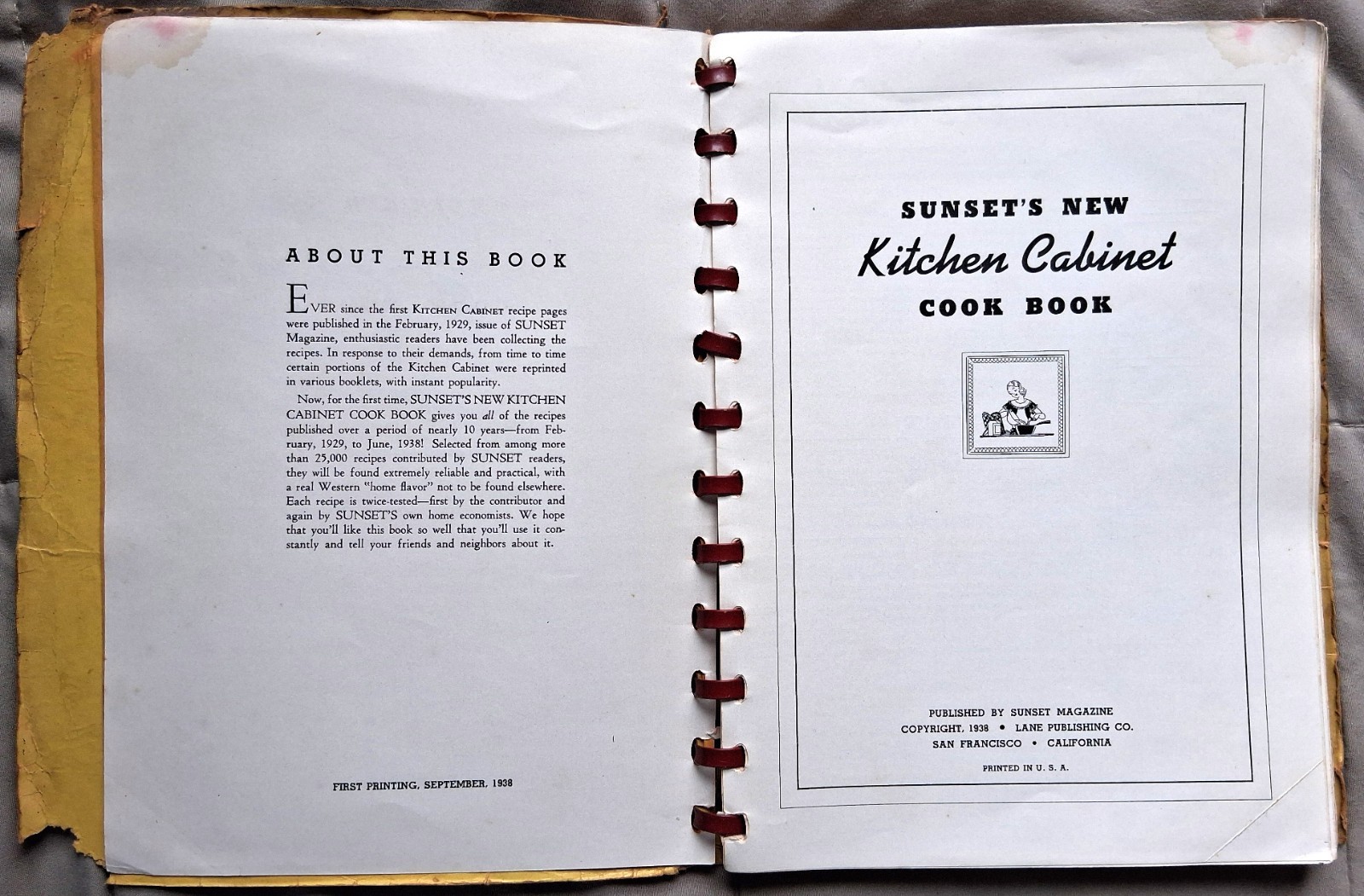 Sunset’s New Kitchen Cabinet Cook Book 1938 Sunset Magazine First Printing