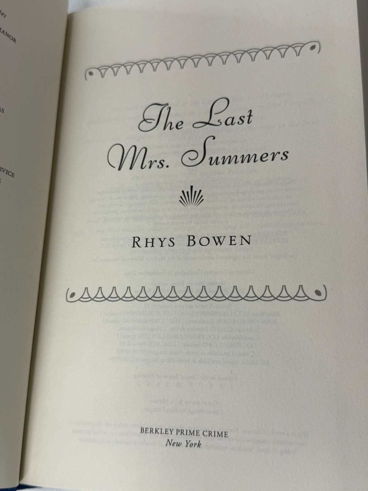 The Last Mrs Summers Rhys Bowen Hardcover Book Royal Spyness Mystery