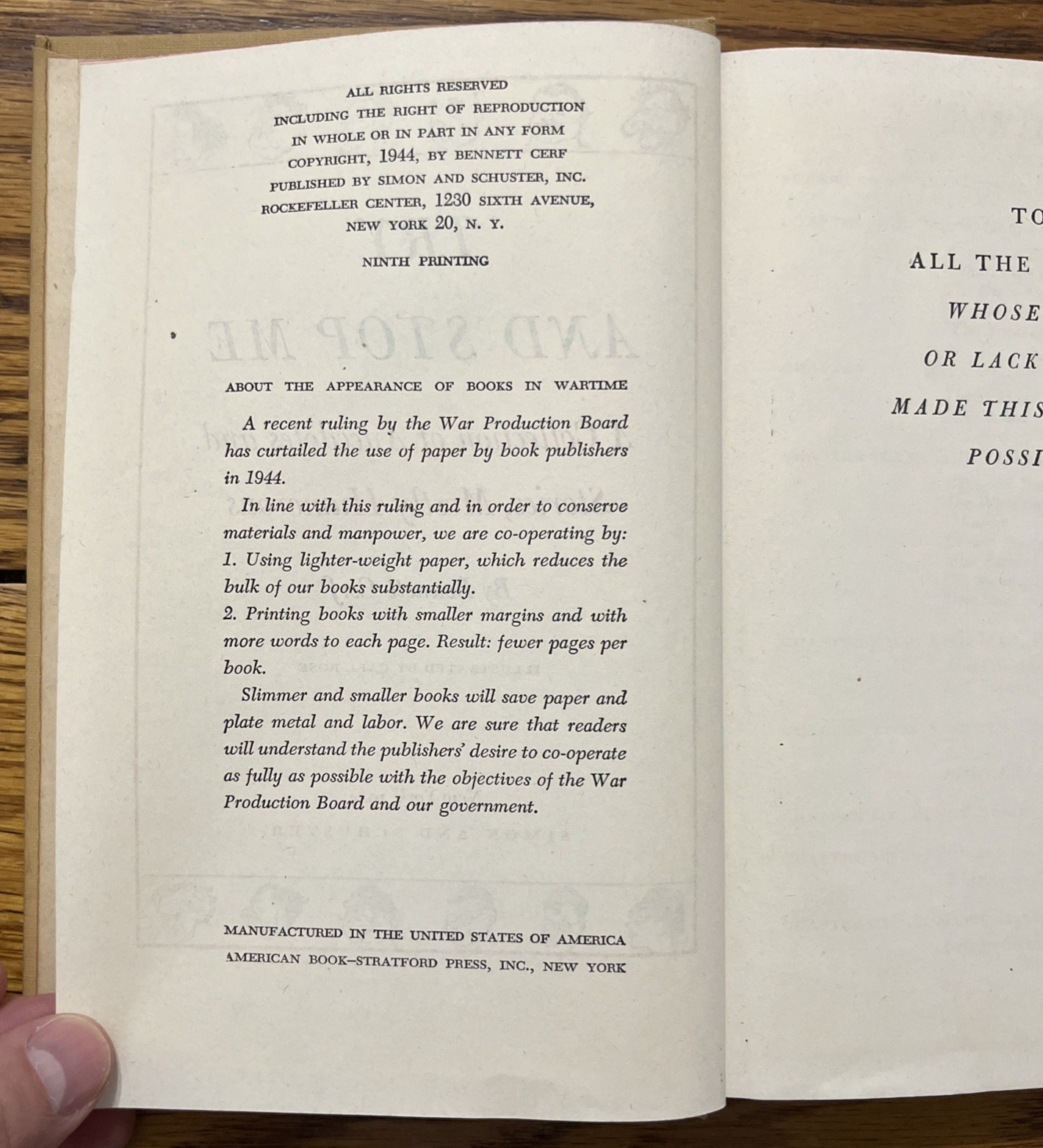 Try And Stop Me by Bennett Cerf HC 1944 Anecdotes, Stories, Jokes