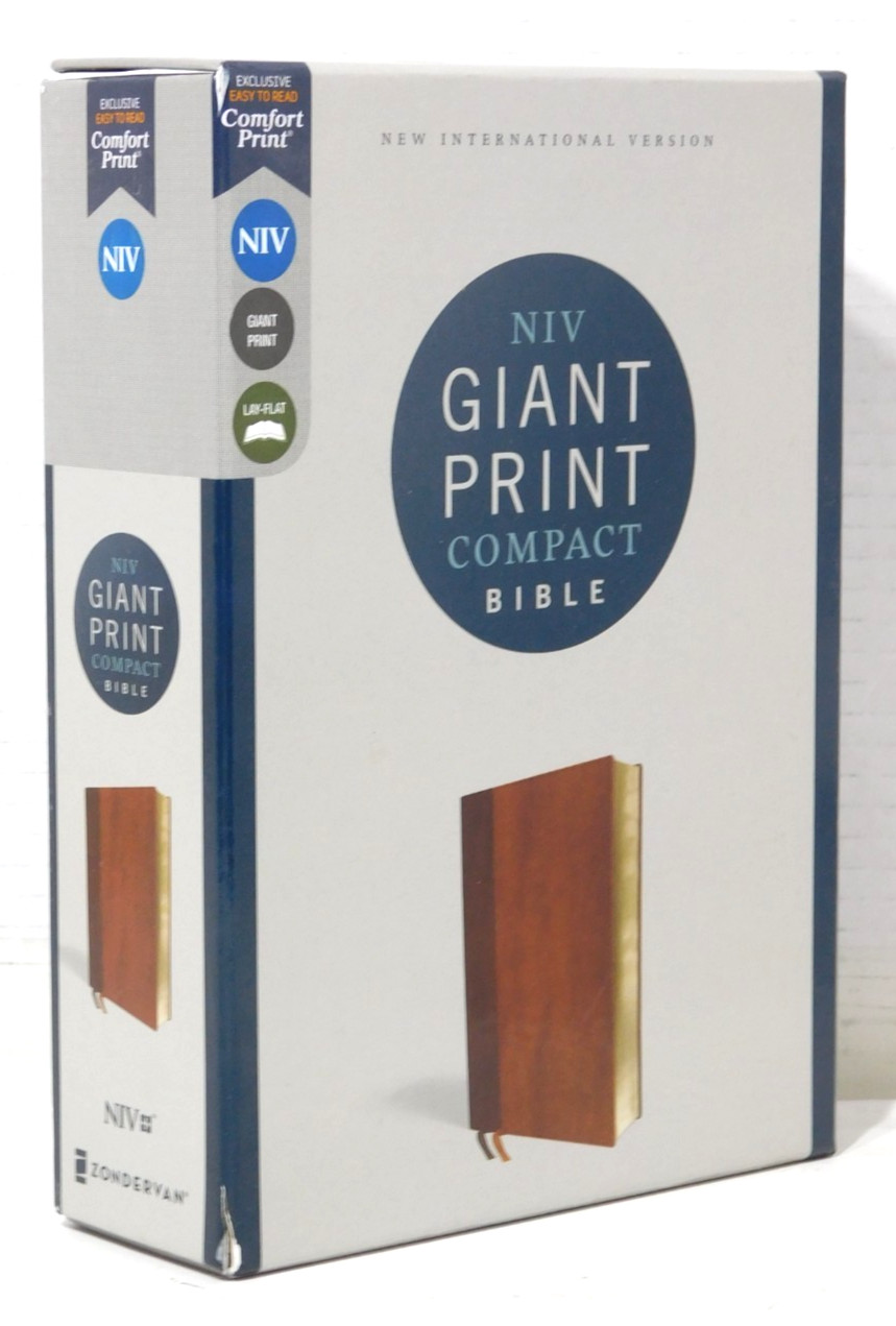 NIV Giant Print Compact Bible Leathersoft Brown Red Letter Comfort Print