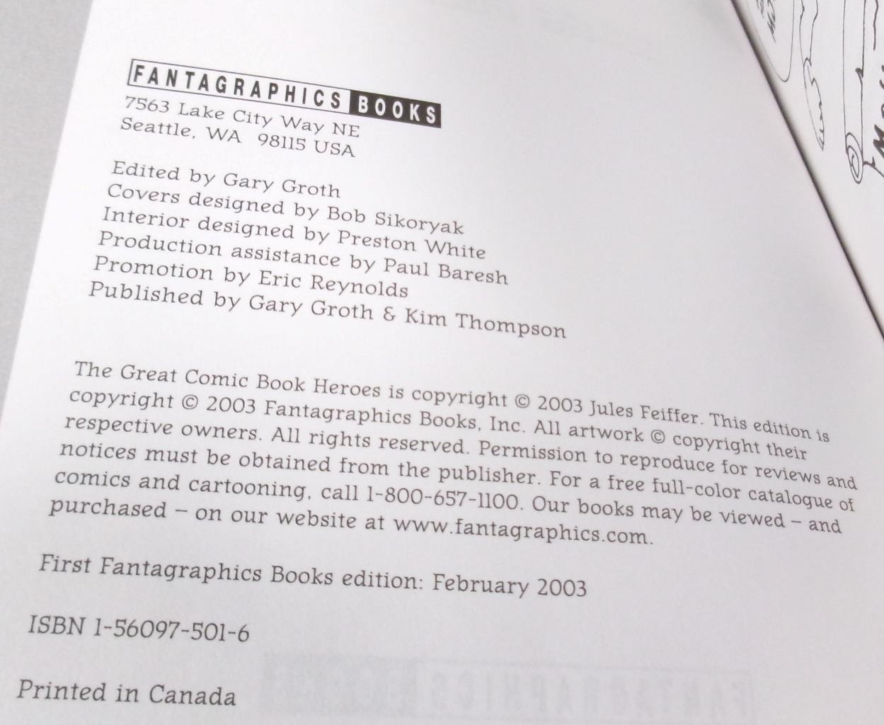 Great Comic Book Heroes by Jules Feiffer (2003), EXC with Writing