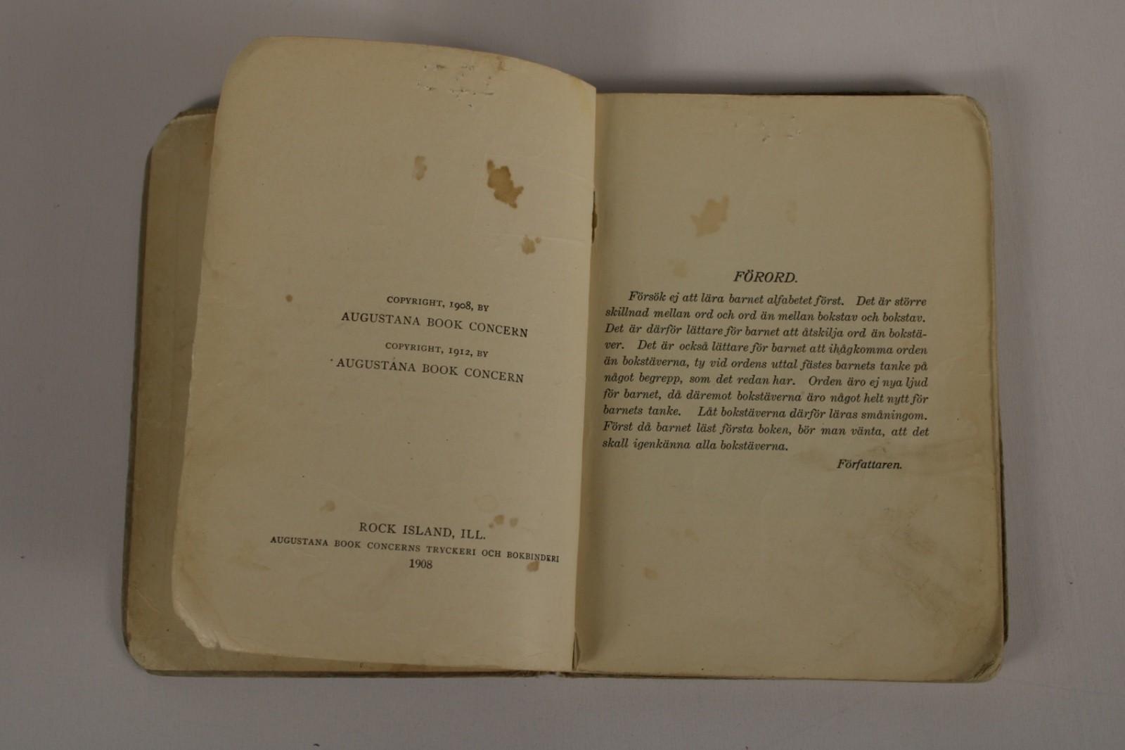 Första läseboken for Skolan Och Hemmey ac Hulda Magnusdon, A.B. 1908 Antique