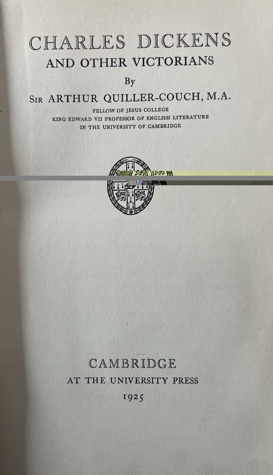 Antique 1925 Charles Dickens And Other Victorians Sir Arthur Quiller-Couch Book