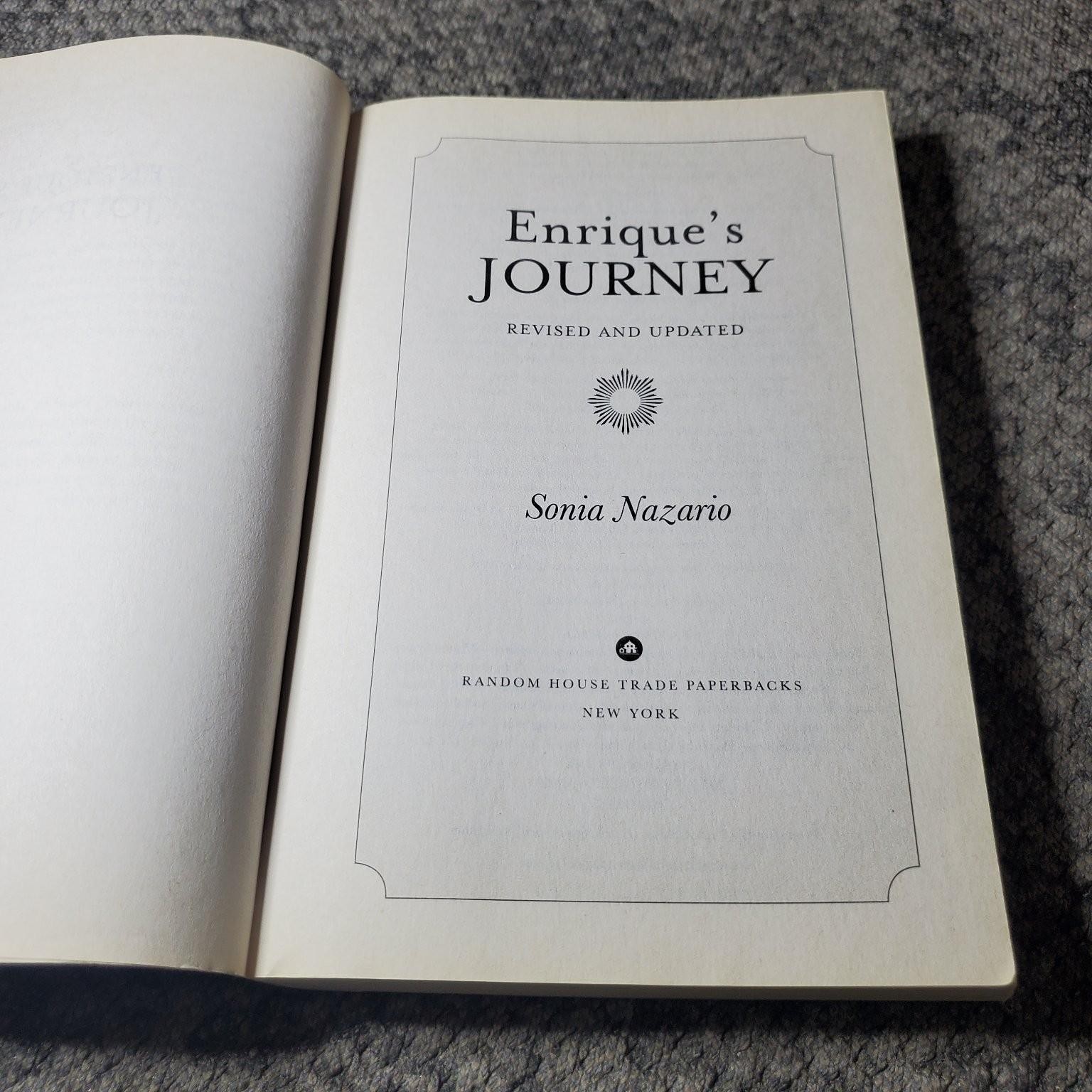 Enrique’s Journey Sonia Nazario 2006 Immigration Nonfiction Trade Paperback Book