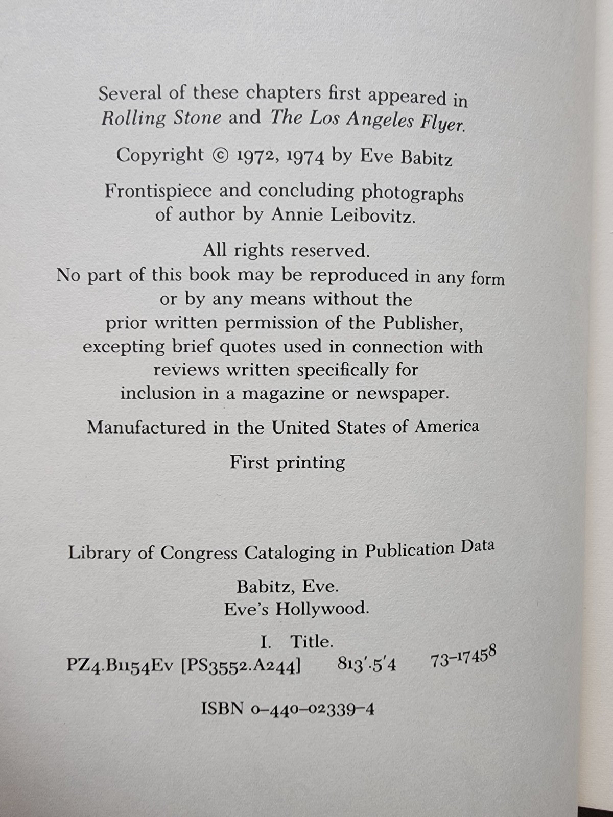 Eve’s Hollywood Eve Babitz Hardcover Delacorte Press 1974 First 1st Ed Memoir
