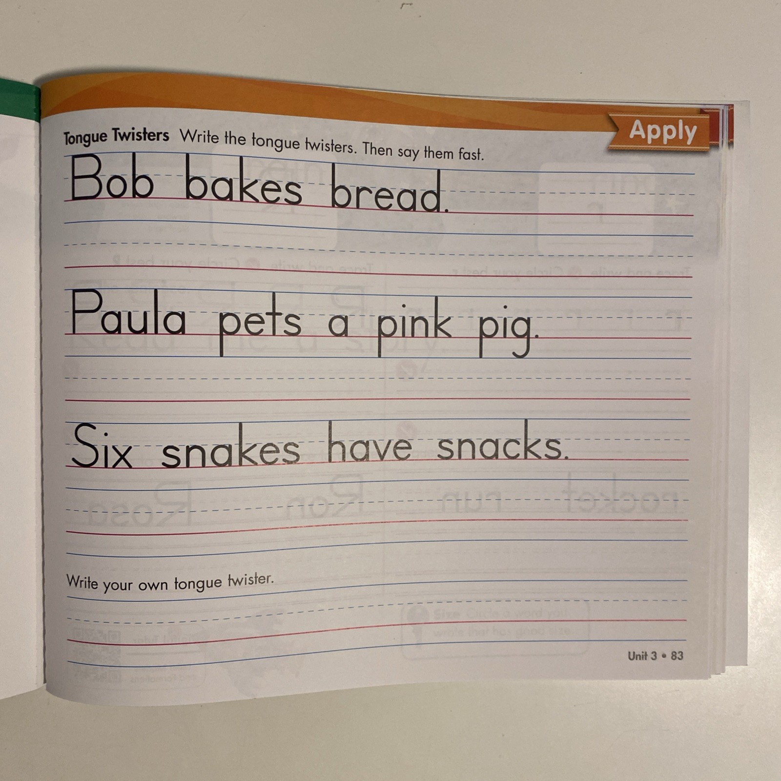 #1 Zaner Bloser Handwriting © 2020 Grade 1 Student Edition Clean Pages
