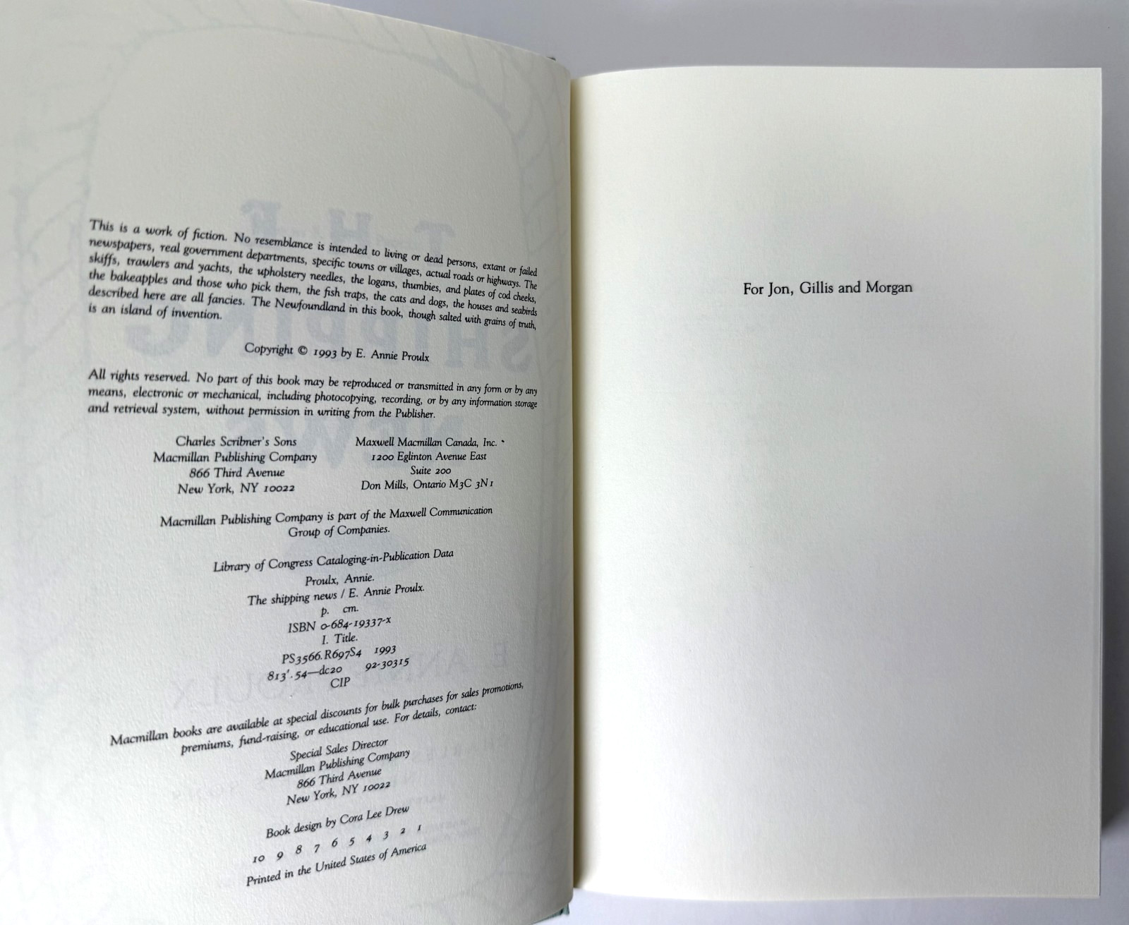 The Shipping News, Annie Proulx (Pulitzer) 1993 1st printing in Mylar, Near fine