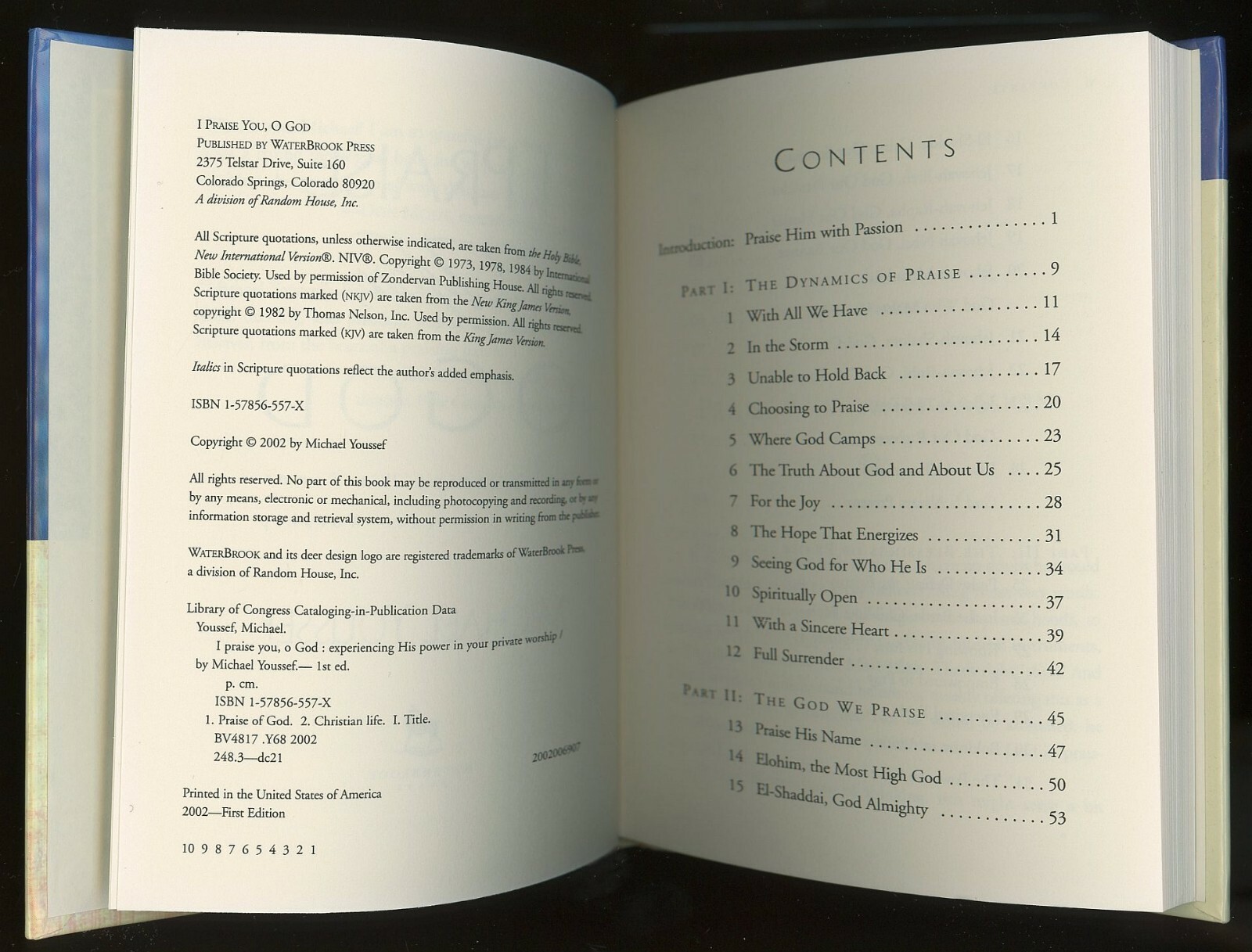 I Praise You O GOD Hard Cover Book by Michael Youssef, PH.D. 105 pages