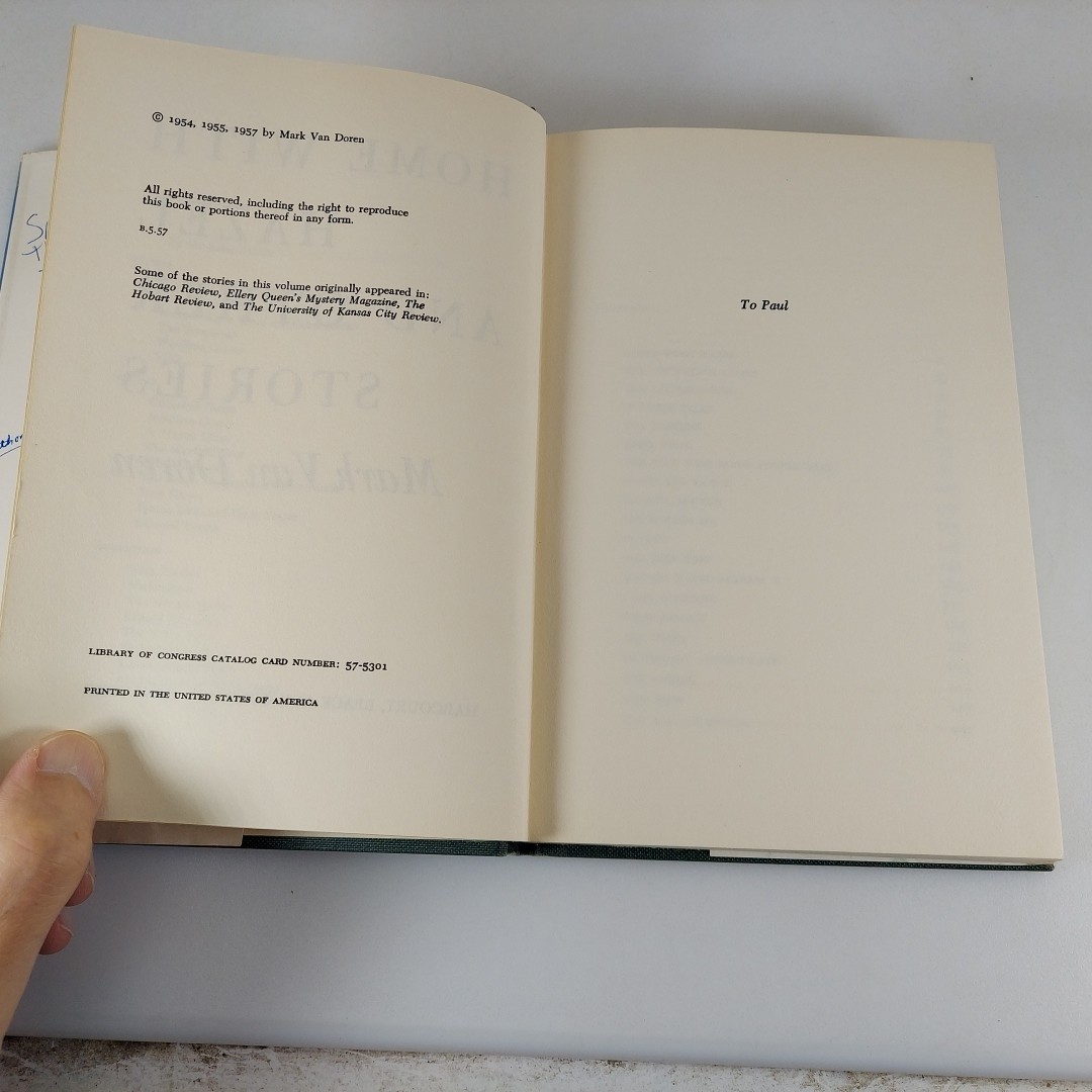 Home with Hazel and Other Stories Mark Van Doren 1957 HCDJ Harcourt Brace And Co