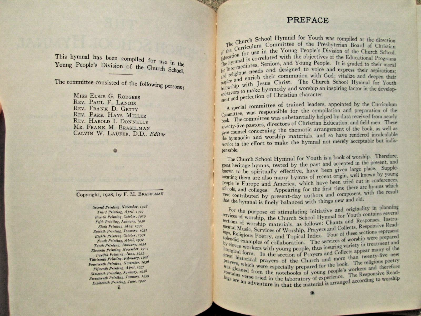 VTG 1940 The Church School Hymnal for Youth The Westminster Press HC NICE!