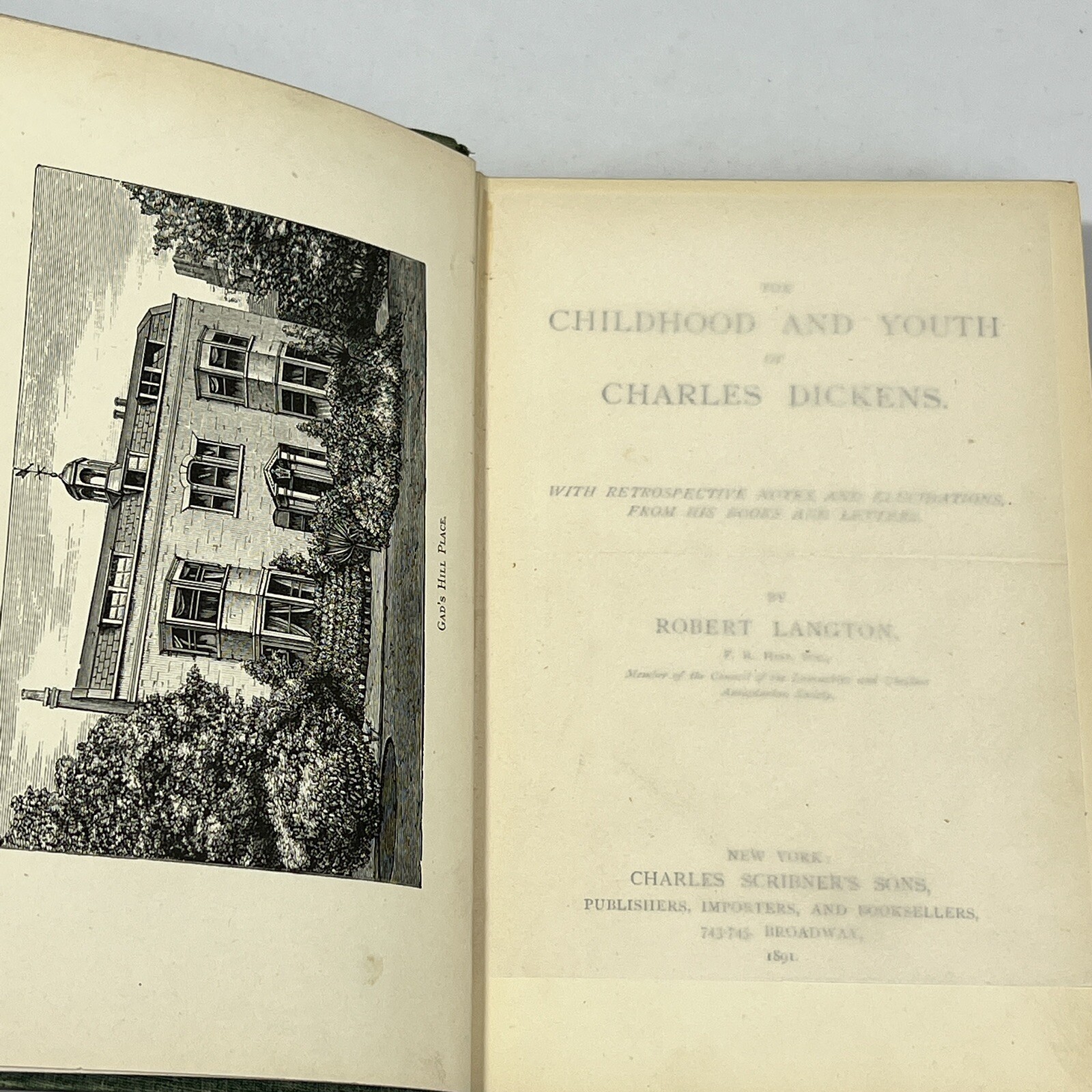 The Childhood & Youth Of Dickens Robert Langton 1891 Hard Cover