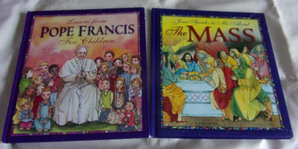 Set of 2 Angela M. Burrin hardcover books: Mass/Pope