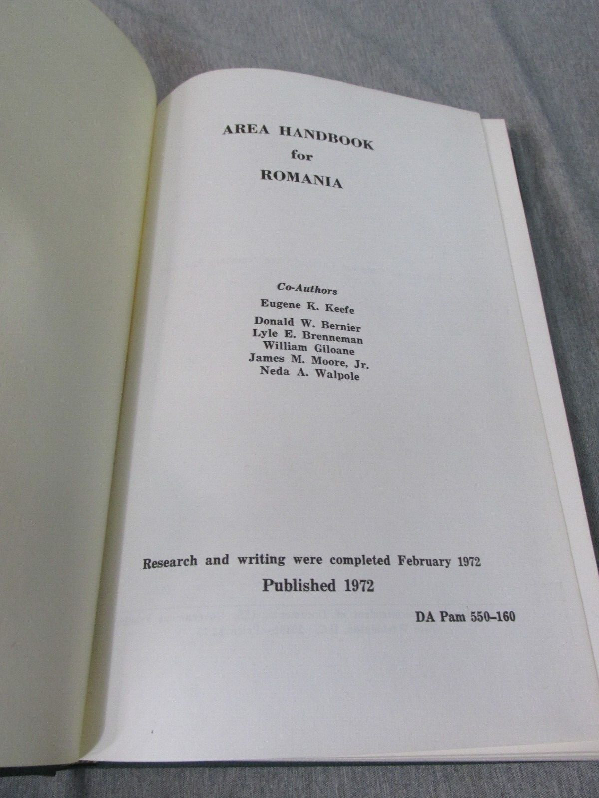 AREA HANDBOOK FOR ROMANIA 1972 DA PAM 550-160 Hardback