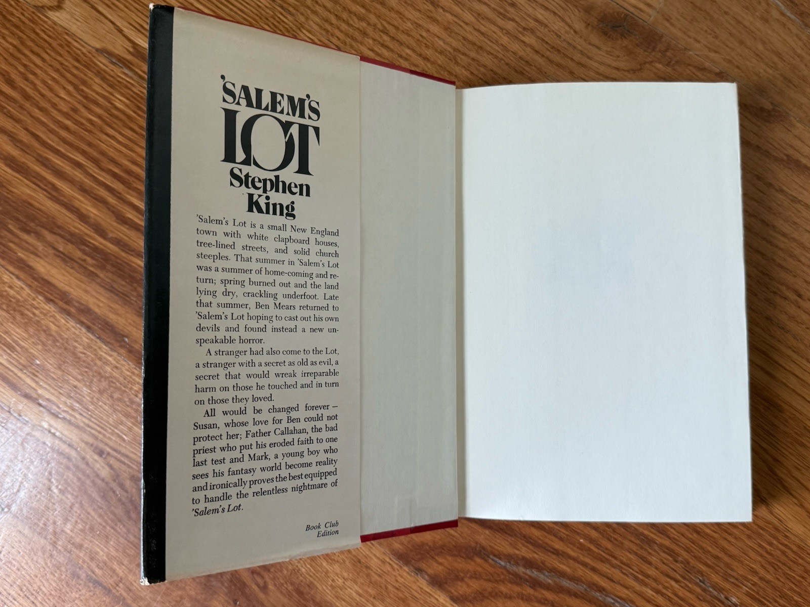 1975 SALEM’S LOT Stephen King Hardcover First Book Club Edition BCE 1st edition