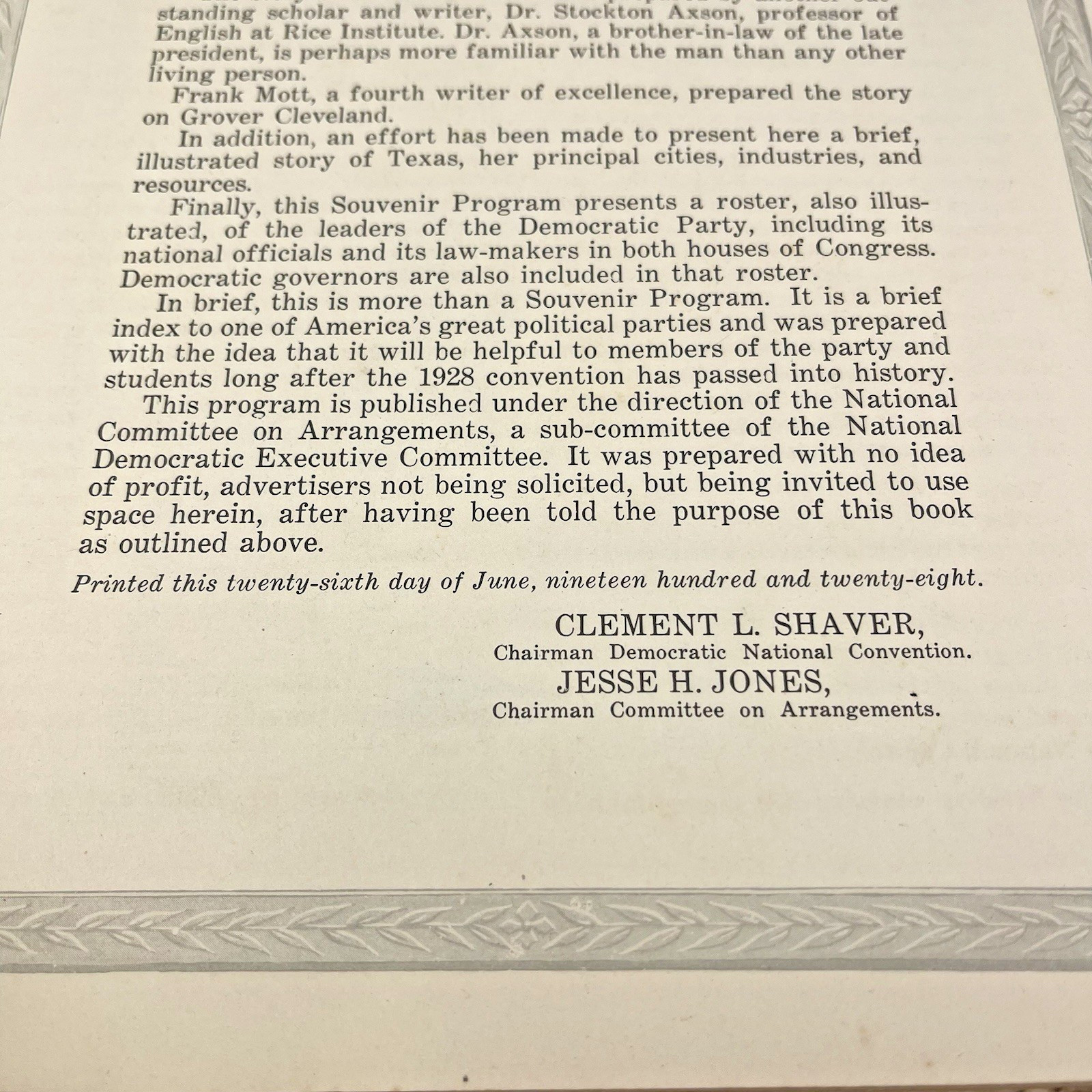 1928 Democratic National Convention Official Souvenir Program Extremely Rare!