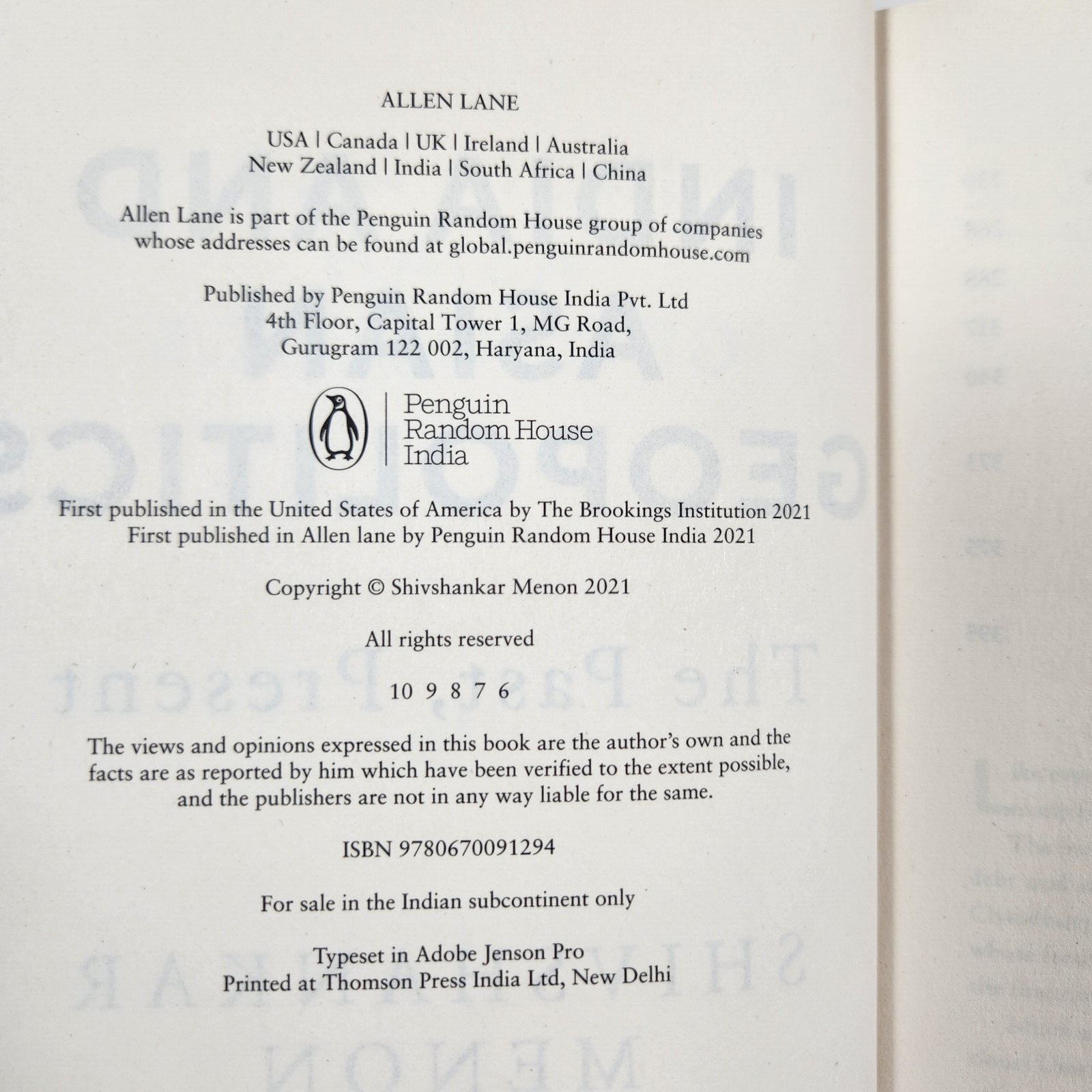 Indian and Asian Geopolitics Past Present Menon 2021 HC DJ India Foreign Policy