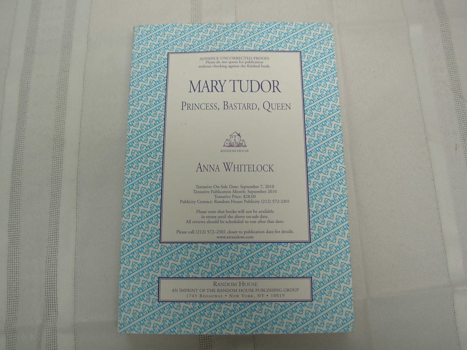 Mary Tudor: Princess, Bastard, Queen Whitelock, Anna hardcover Very Good