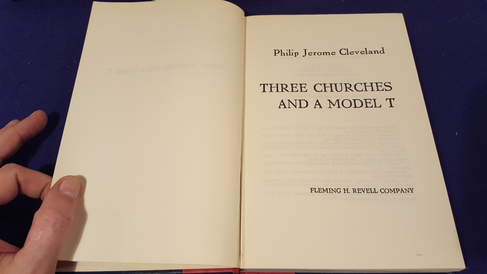 1960 THREE CHURCHES & a MODEL T Hardcover Book by PHILIP CLEVELAND 1st Edition