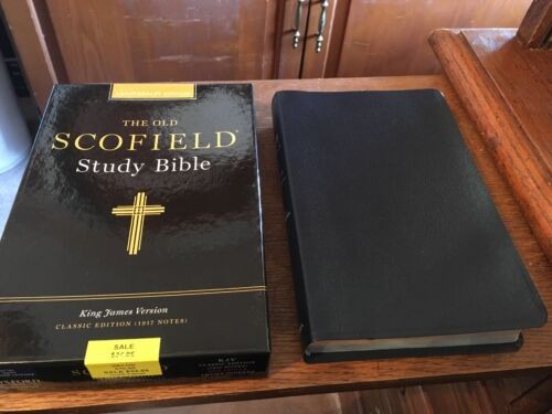 KJV Old Scofield Study Bible Navy Leather 1917 notes Red letter Thumb-Indexed