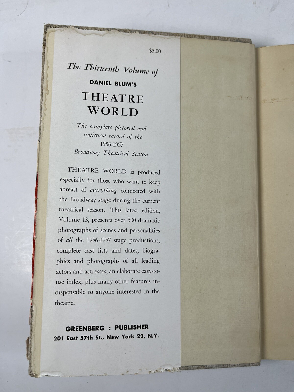 Theatre World Volume 13 Season 1956-57 Daniel Blum HC DJ VINTAGE
