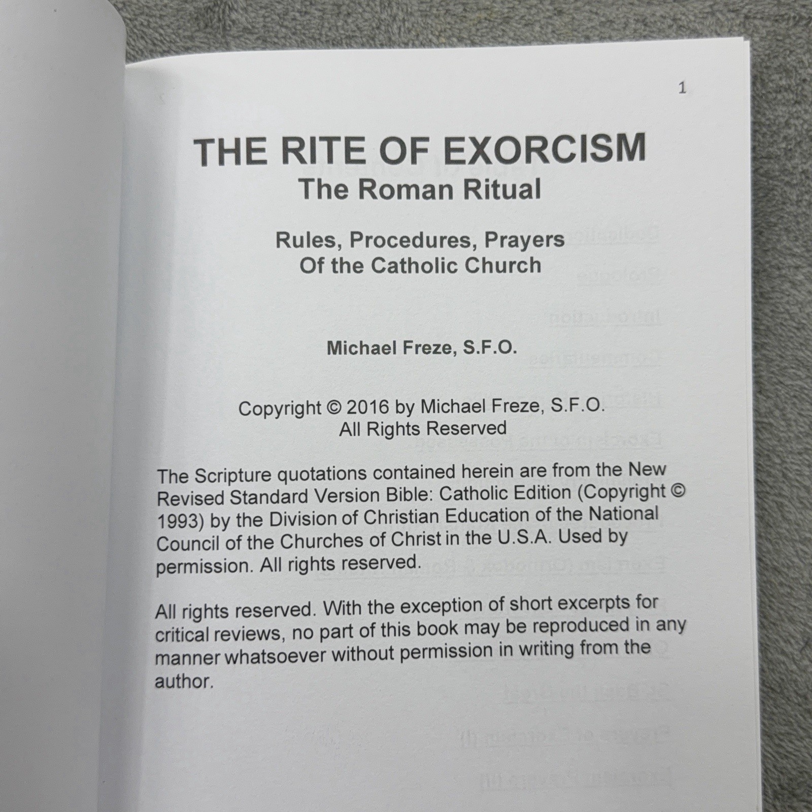 The Rite of Exorcism The Roman Ritual Michael Freze Catholicism Devil Occult