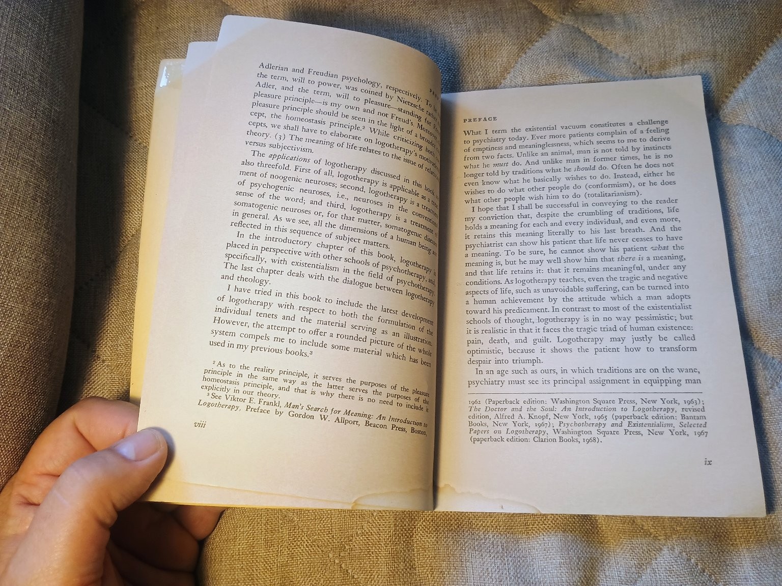 The Will to Meaning Viktor Frankl 1970 Plume Psychology Paperback