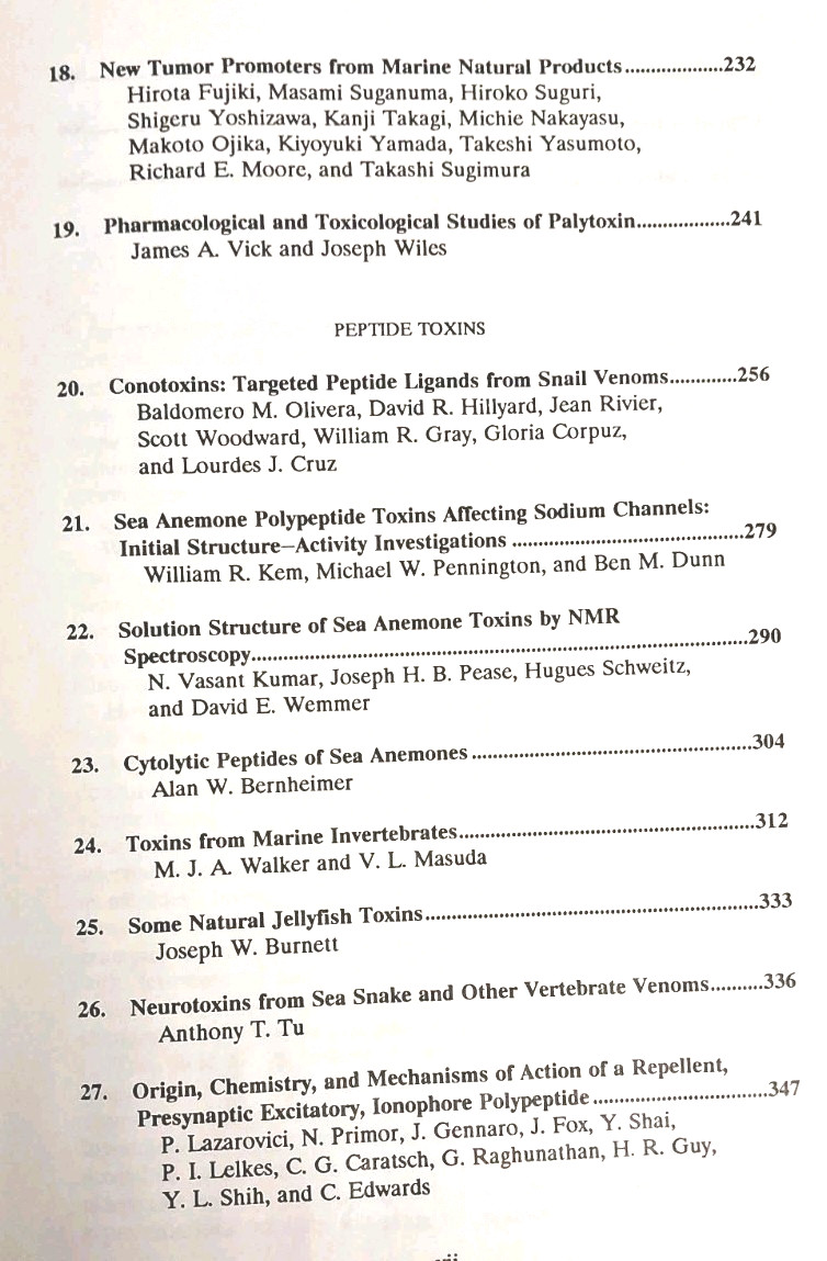 MARINE TOXINS: Origin, Structure, Molecular Pharmacology – Sherwood Hall, #418