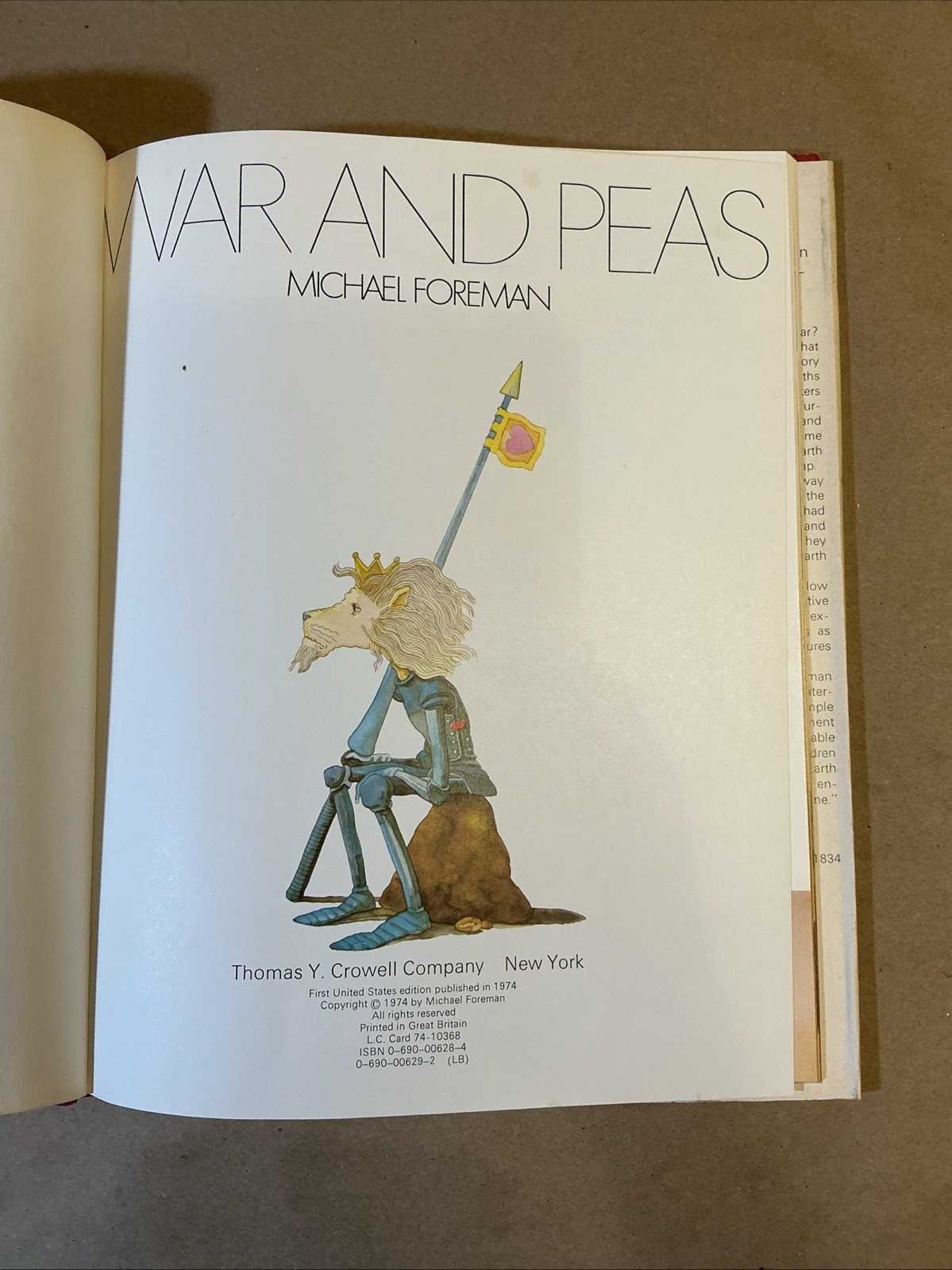1974 1st Edition Of “War And Peas” Michael Foreman INV-AD45G