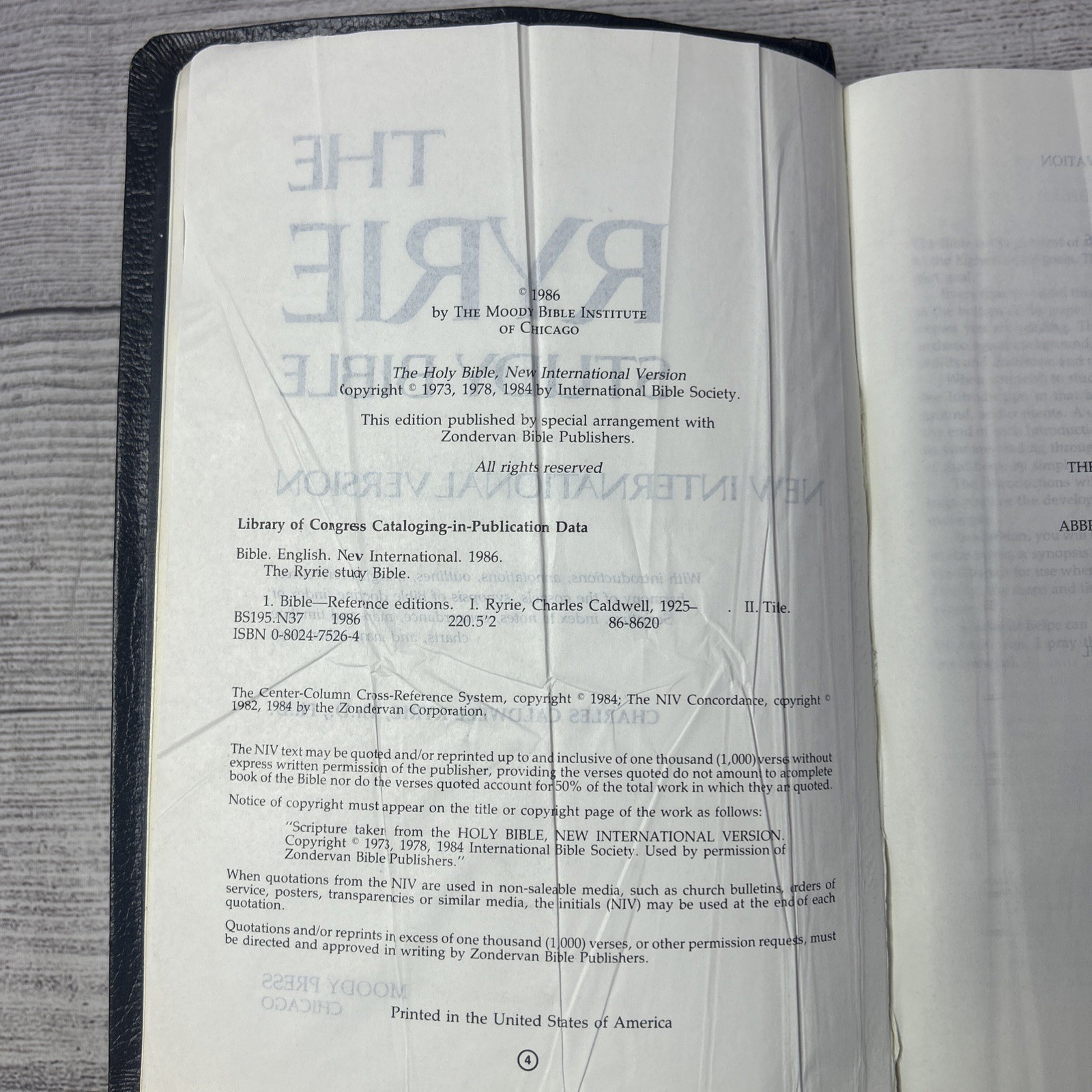 Ryrie Study Bible NIV Red Letter Indexed Moody Press 1986 Gray Hardcover