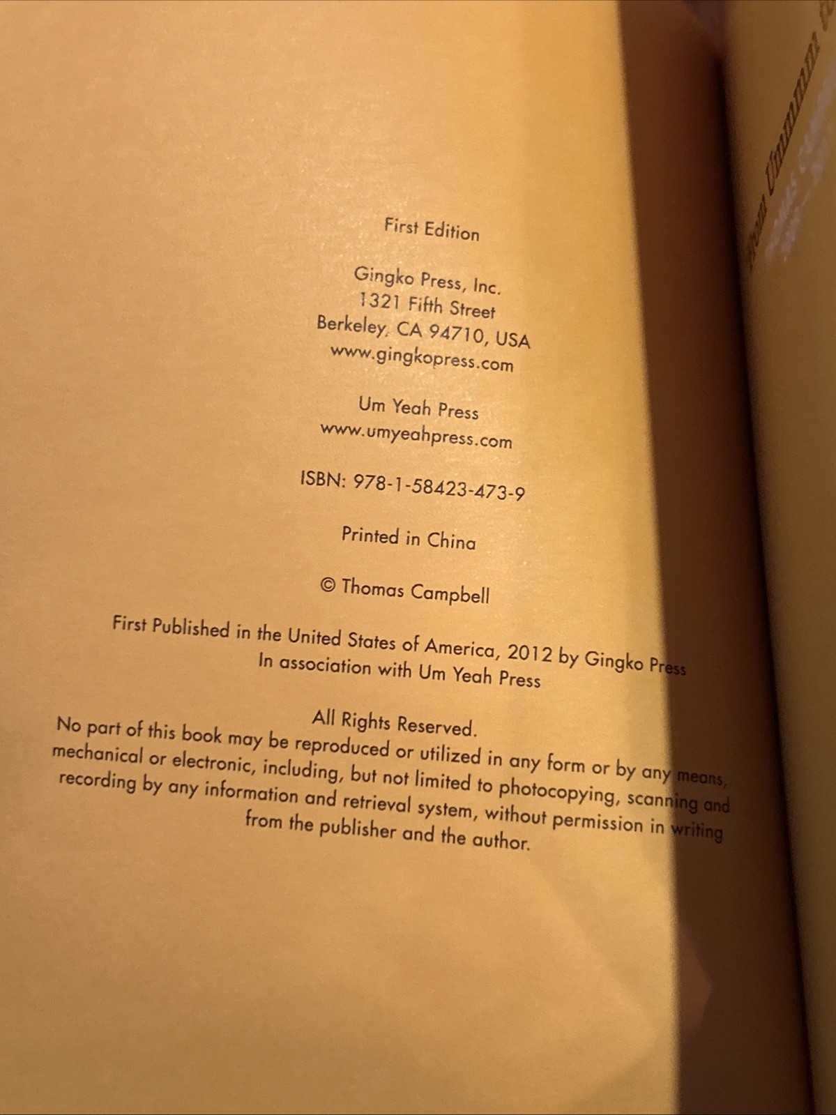 Thomas Campbell – From Ummmm to Der (2012, Gingko & Um Yeah Press) First Edition