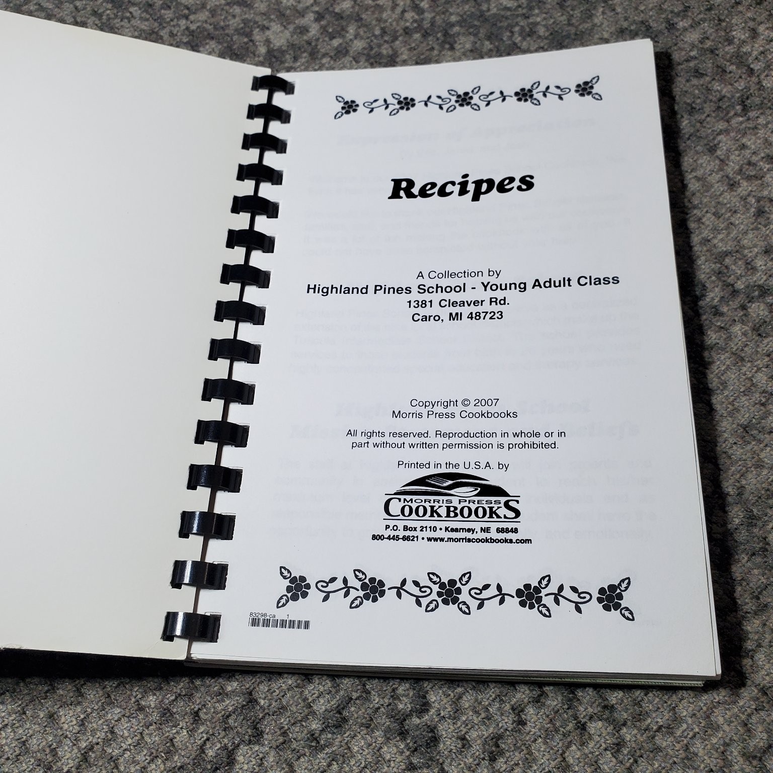 Recipes Cookbook Highland Pines School 2007 Young Adult Class Morris Press