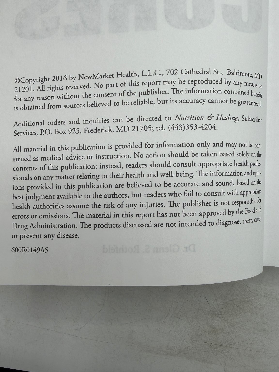 The Atlas of Natural Cures Dr. Glenn S. Rothfeld 2016 Nutrition & Healing
