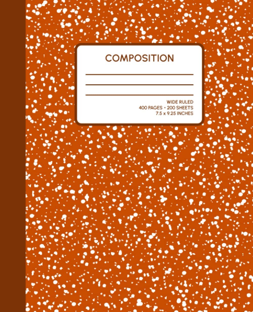 Burnt Orange Composition Notebook Wide Ruled 400 Page Jumbo 7.5×9.25 Inch