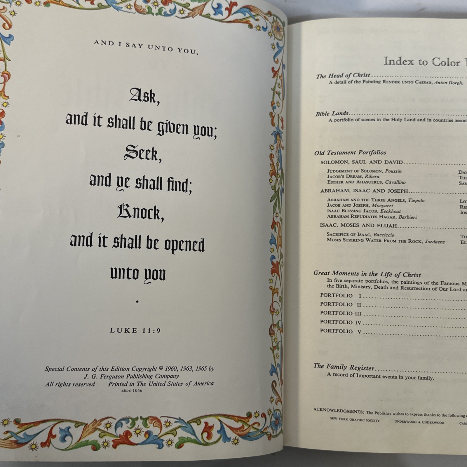 The Holy Bible KJV Family Bible 1965 – Good Council Publishing 11×8 1/2”x2