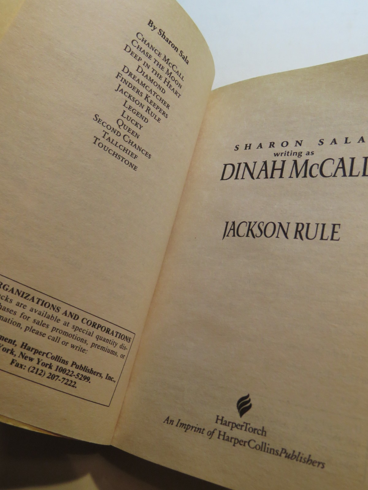 “Jackson Rule” by Dinah McCall (Sharon Sala) – Mass Market Paperback 376 Pages