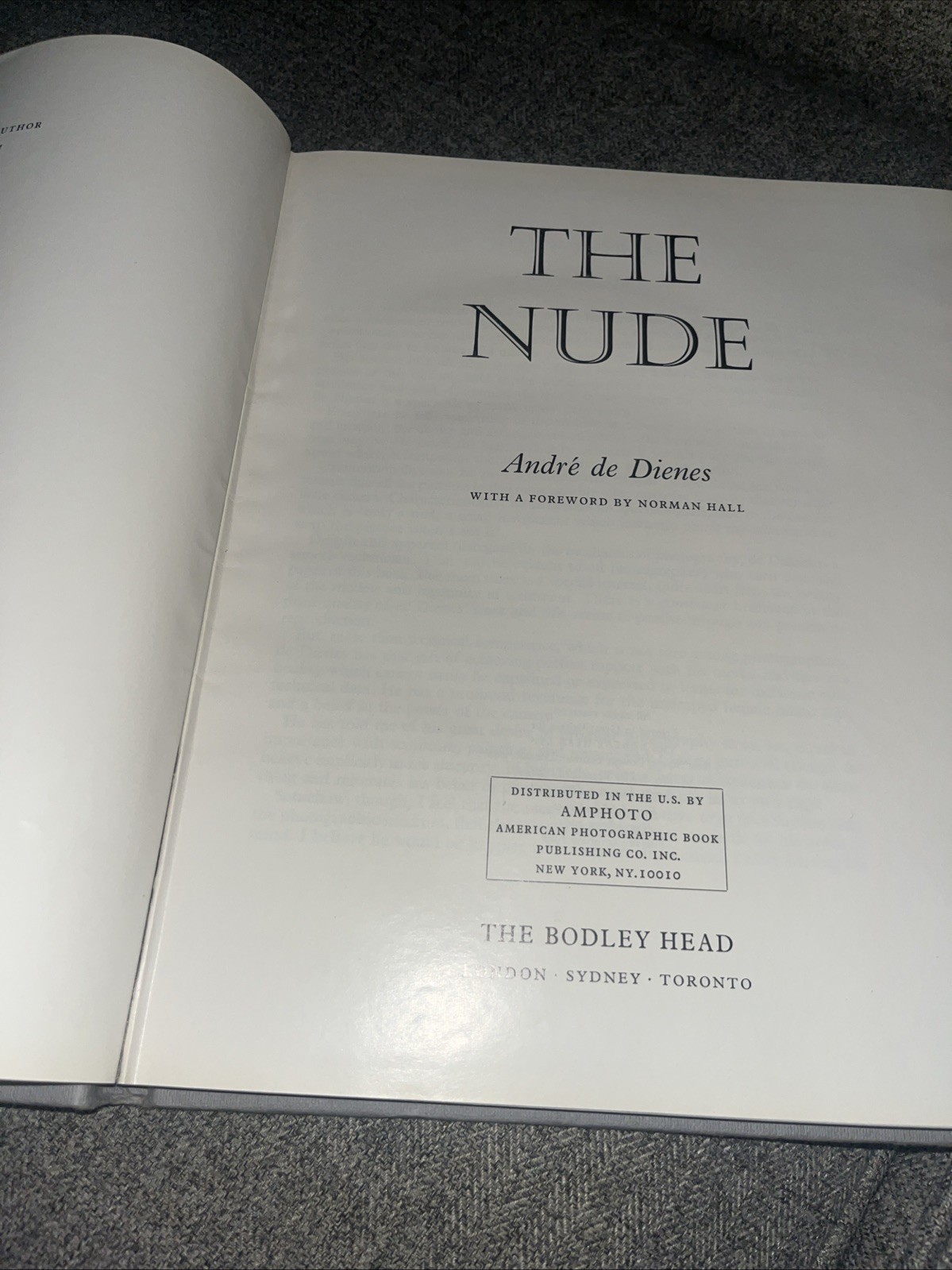 The Nude Andre De Dienes, hardcover, 1967 B&W Nude Photography