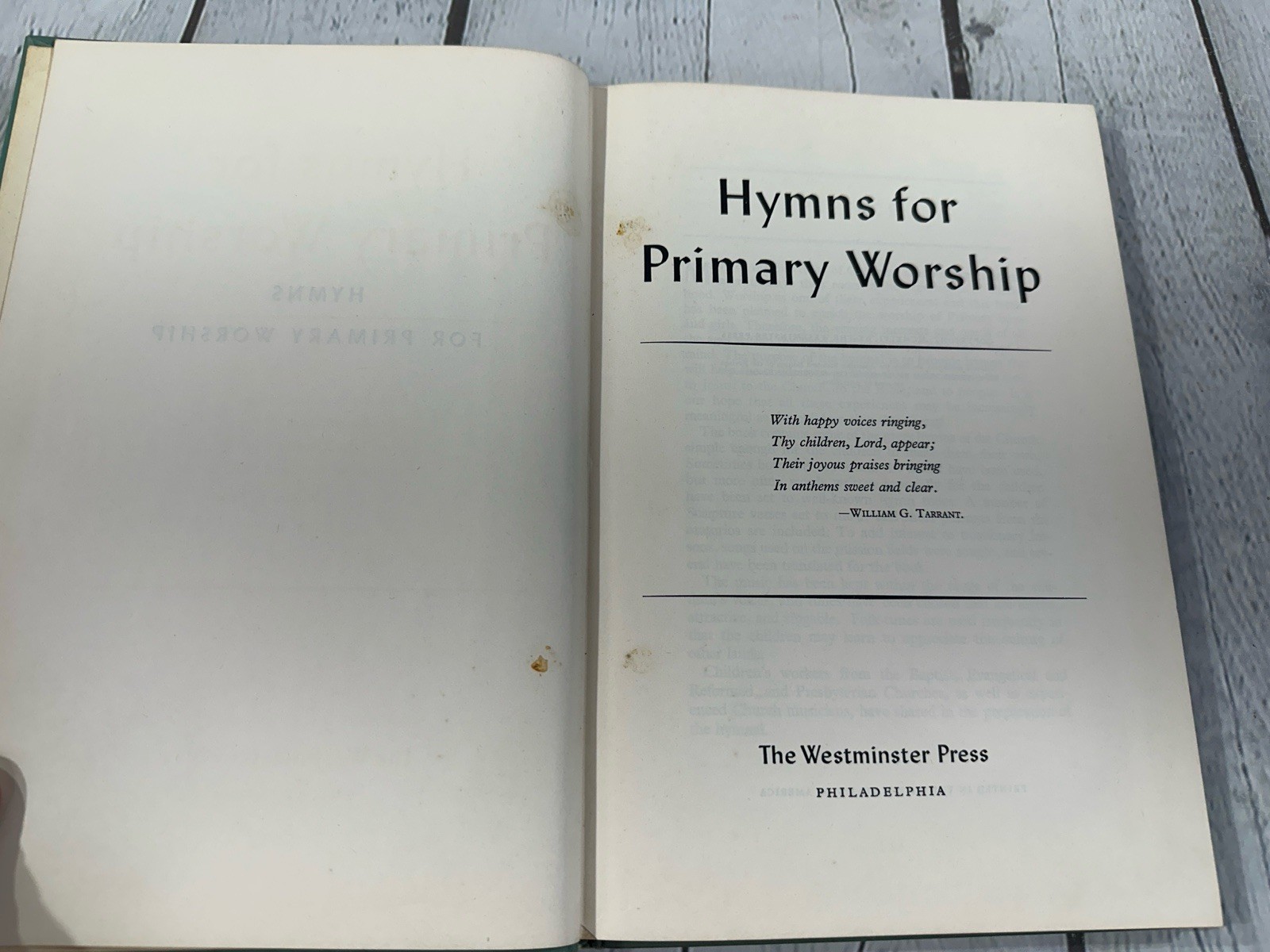 Hymns For Primary Worship HC 1946 The Westminster Press USA VTG Hymn Song Book