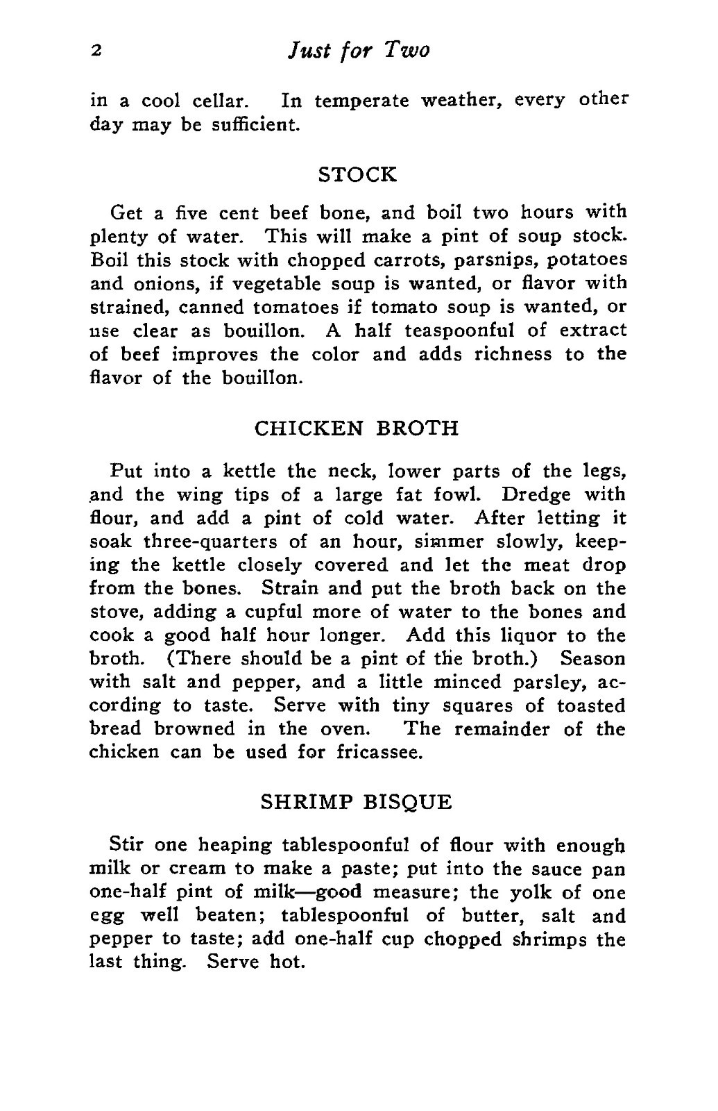 1909 Just For Two A Collection Of Recipes Designed For Two Cook Book 231 Pages