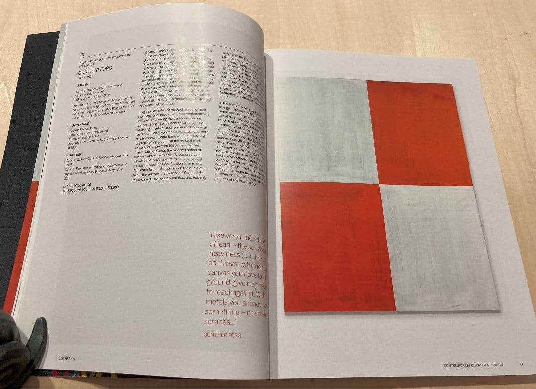 Contemporary Art Sotheby’s London 2017 Auction Book 27x21cm Used