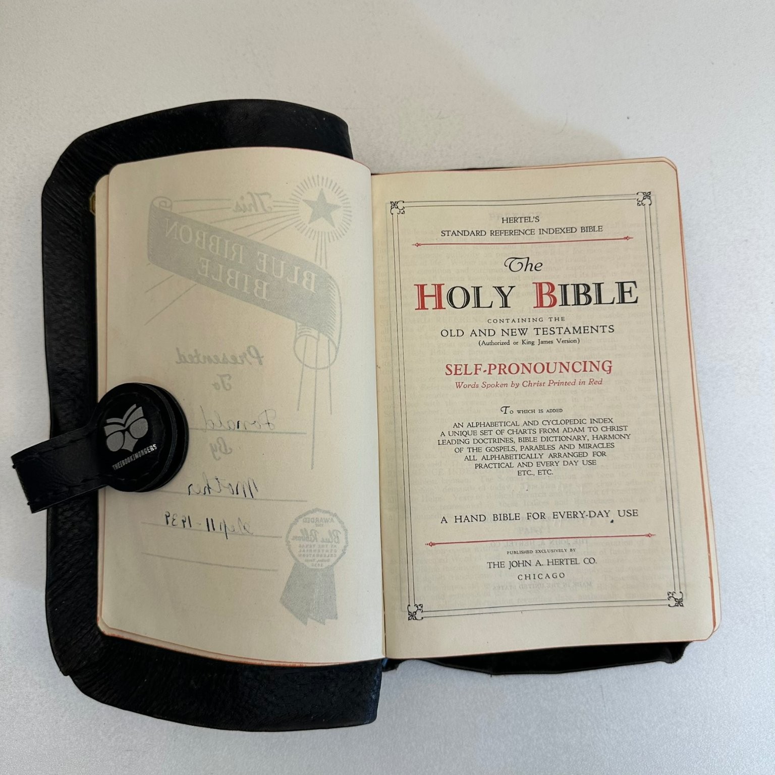 Holy Bible Cyclopedic Indexed Self-Pronouncing Red Letter 1938 Hertel KJV