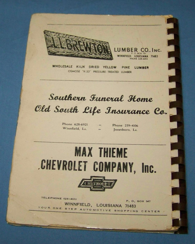 Winn Parish Louisiana Home Demomstartion Clubs Cookbook 1970 vintage